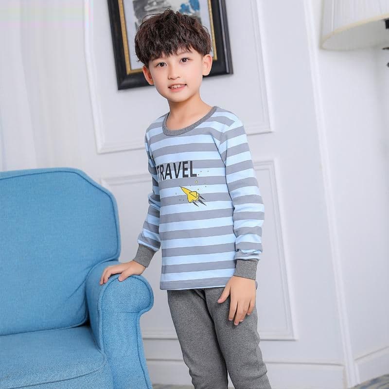 [Roupas térmicas recém-chegadas] Algodão puro meninos roupas de outono calças compridas terno meninos crianças roupa int