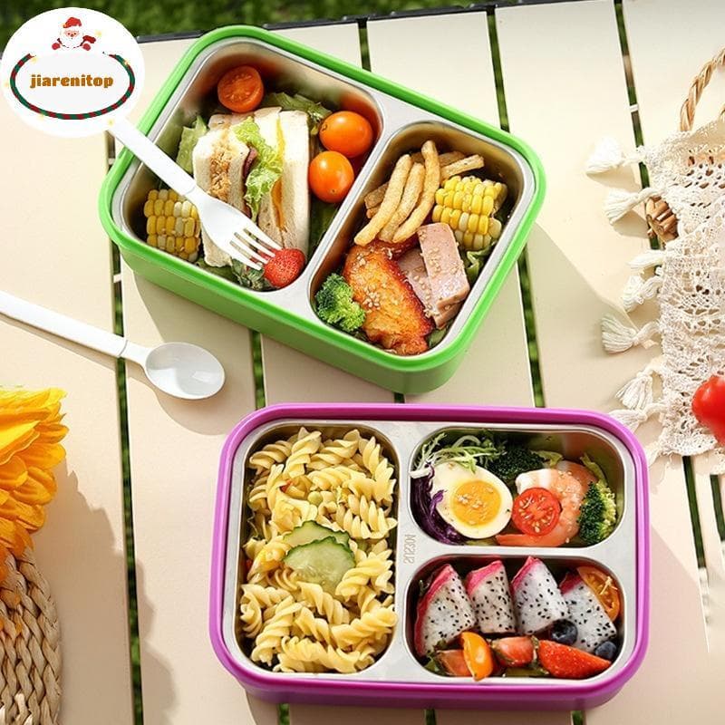 jiarenitop 304 Lancheira De Aço Inoxidável Alimentos Seguro Compartimento À Prova De Vazamento Reutilizável Bento Caixa