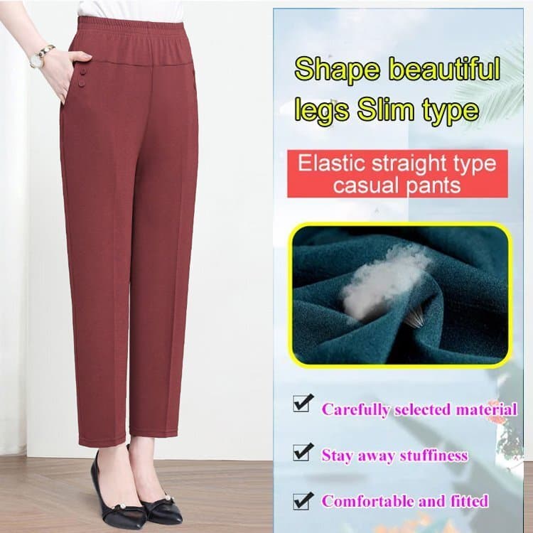 [Conforto Para Mulheres] [Estilo Casual] [Conforto e Estilo] Calça Feminina/Elástico/Cintura Alta/Verão/Moda/Confortável