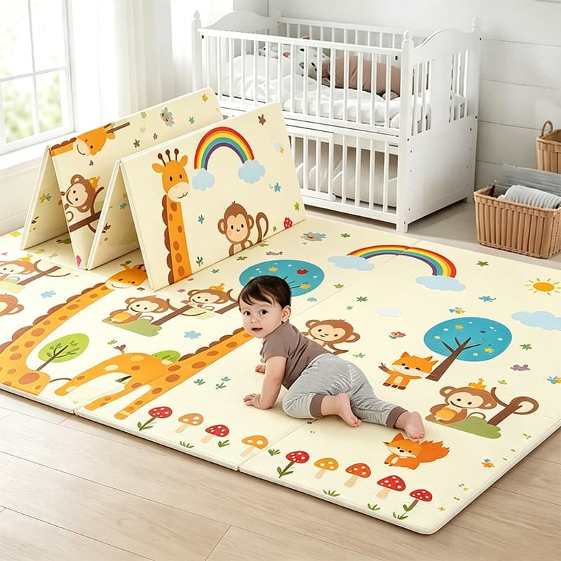 Tapete Tatami Infantil 200cmx180cm x6mm, Dupla Face Emborrachada para Bebês