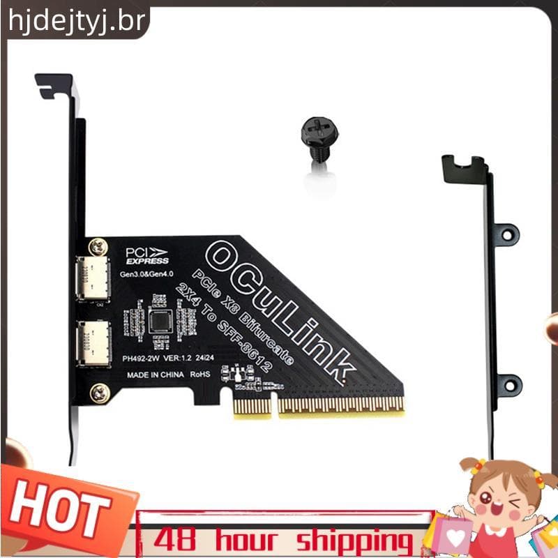 Placa De Expansão PCIe4.0 X8 Para 2 Portas SFF8611 E 8612 Oculink SFF-8639 U . 2 SSD Gráfica Externa Win/Linux
