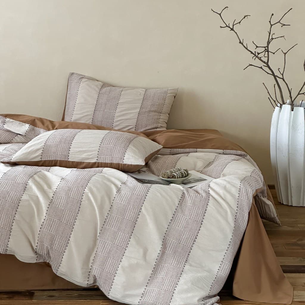 Simples ins listrado Jacquard Waffle cama de algodão puro conjunto de quatro peças 100% algodão colcha capa lençol