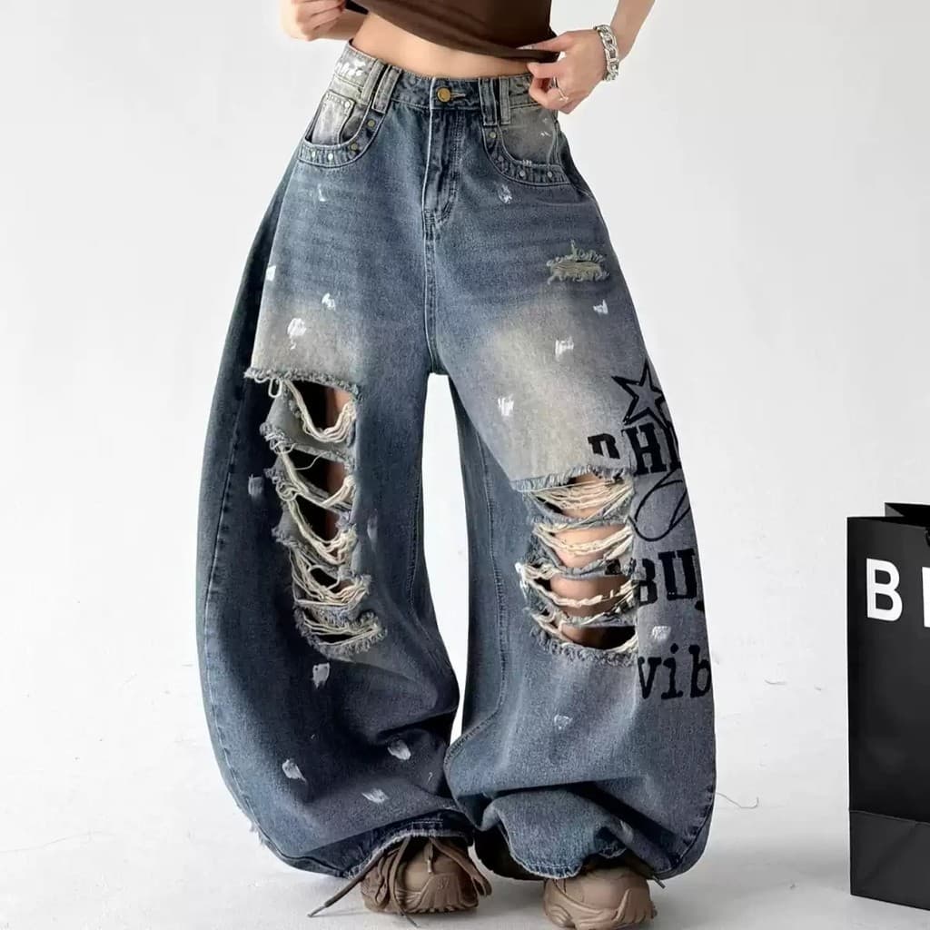 Jeans Largos Hip-Hop De Perna Larga | Moda Americana High Street