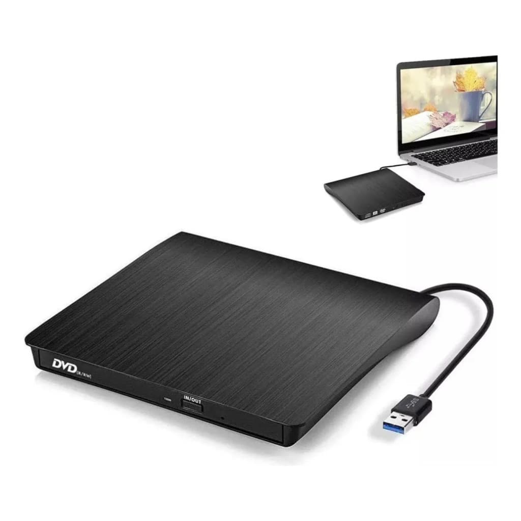 Gravador de Dvd Portátil Leitor CdRom Externo Usb 3.0 Dvd Rw Compatível com Todas Versões do Windows
