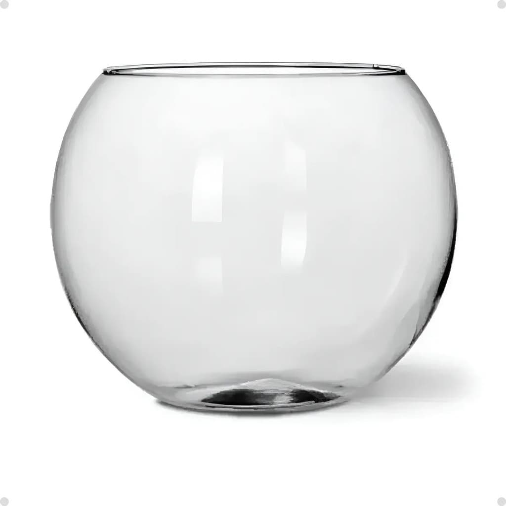 01 Vaso de Vidro Artesanal Reciclado Redondo Grande para Aquário e Decoração 1.8 Litros