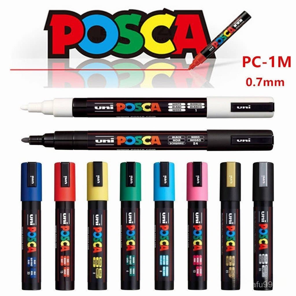 Caneta Graffiti Uniposca PC-1M PC-3M PC-5M Ponta Média 0.7mm-2.5mm Caneta Marcadora Posca Adequada para Papel de Arte Es