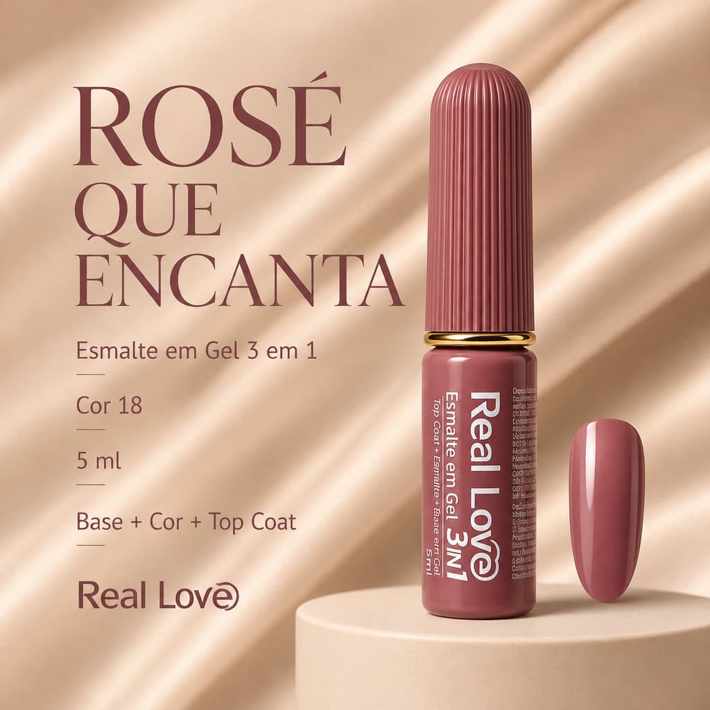 Esmalte em Gel 3 em 1 Real Love Cor 18 5ml