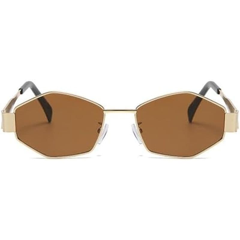 Óculos De Sol Hexagonais Retrô willochra Para Mulheres E Homens , Armação De Metal Geométrica Da Moda , Vintage Dos Anos