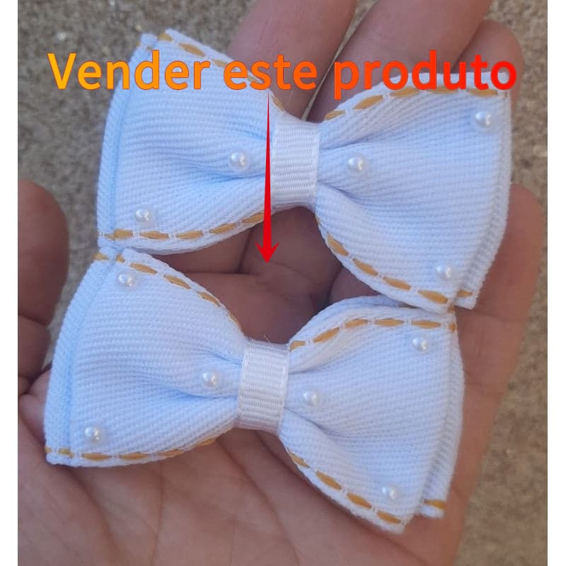 Parzinho jeans, com pérolas, feito no bico de pato