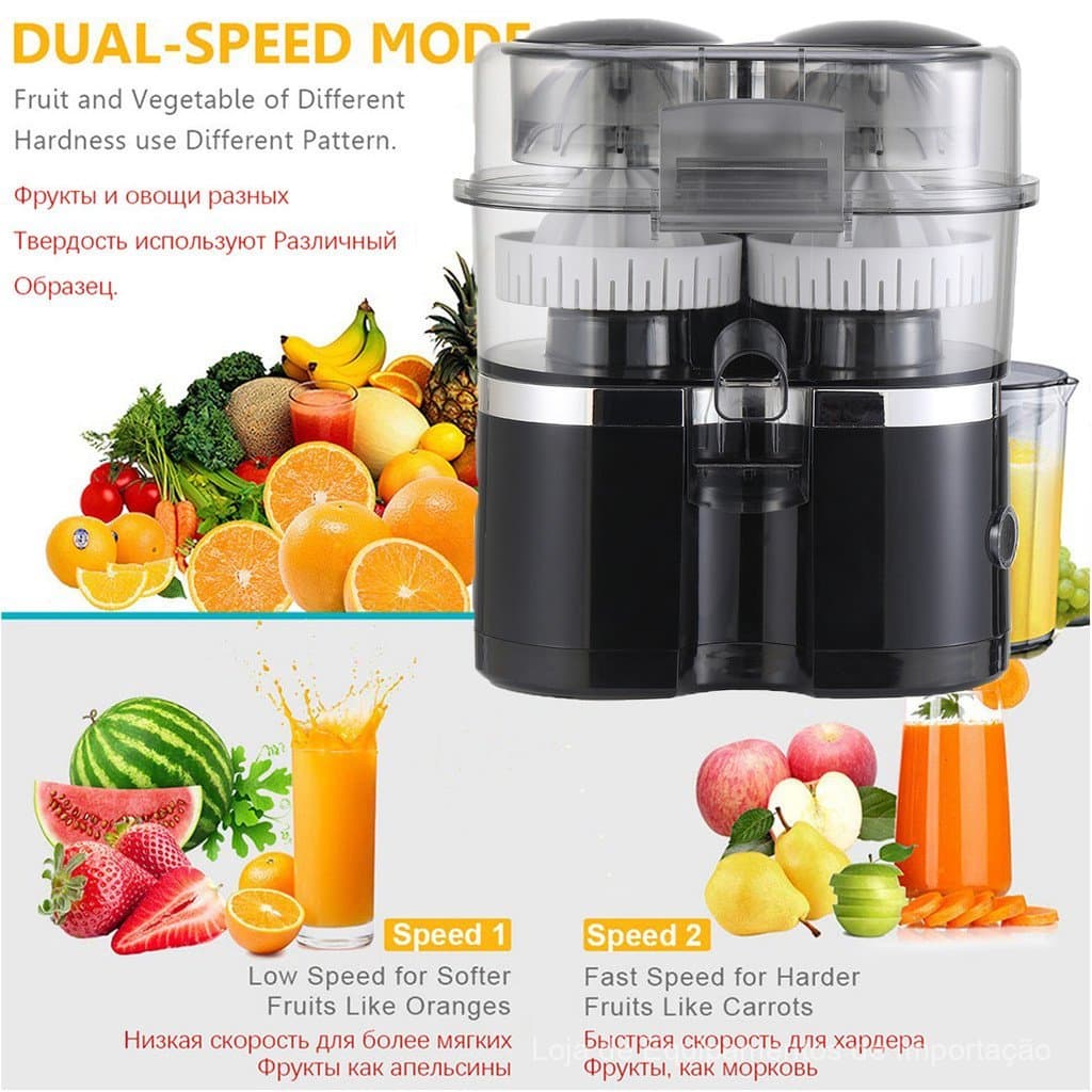 Espremedor elétrico, separador de suco e polpa de frutas com dupla função, adequado para limões, laranjas e outras fruta