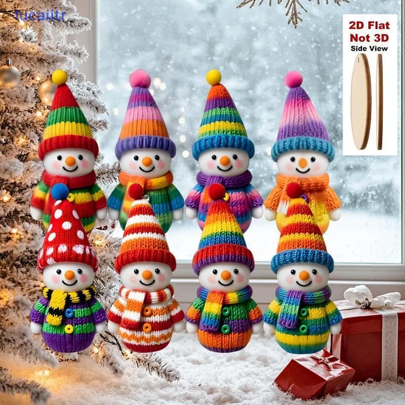 lucaiitr 2D Cor Natal Boneco De Neve Pingentes Madeira Dos Desenhos Animados Árvore De Pendurado Ornamento DIY Casa Fest
