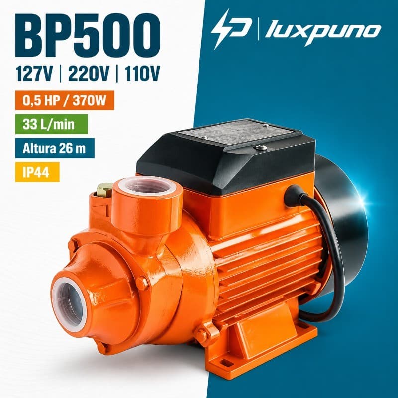 Bomba D'água Periférica 1/2 HP 0,5CV 60hz BP500 Poço Cisterna Irrigação Residencial