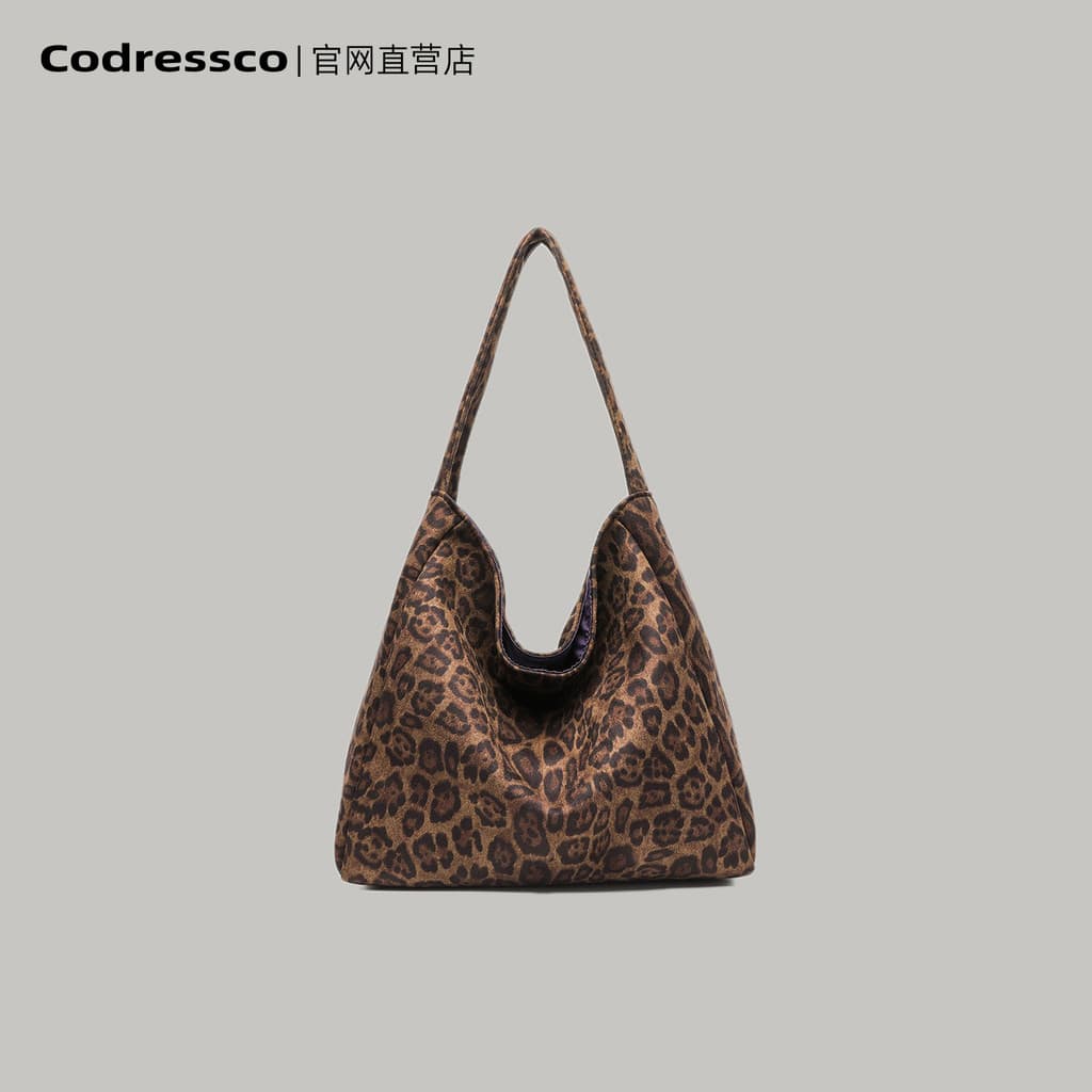High-End leopardo impressão saco de grande capacidade sacola feminina 2025 outono inverno novo estilo All-Match Commuter