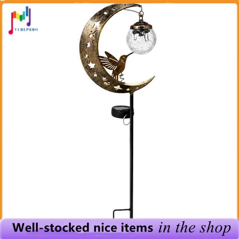 Beija-Flor Lua Solar Jardim Estaca Luz Crackle Vidro À Prova Dwaterproof Água Metal LED Quintal Decoração Ao Ar Livre Pa