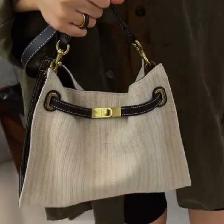 Luz de luxo nicho High-End linho sacola feminina 2026 nova bolsa Retro Commuter ombro saco do mensageiro