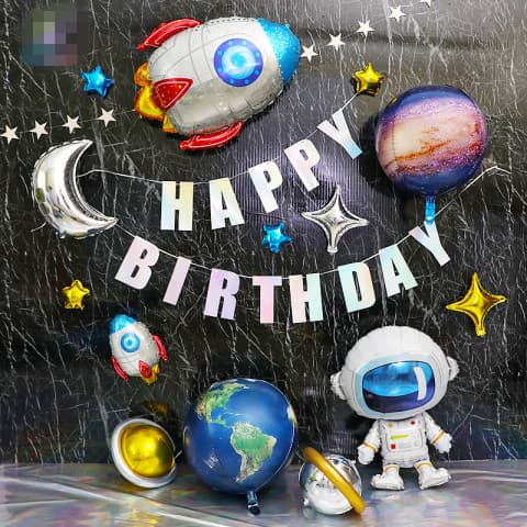 Menino decoração de aniversário pacote astronauta decoração de aniversário combinação dos desenhos animados astronauta b