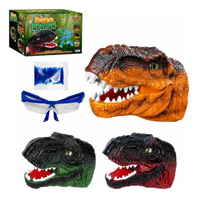 Cabeça Dino Splash Lança Bolas de Gel Brinquedo Infantil Dinossauro Lançador com Bolinhas Crianças Meninos Presente