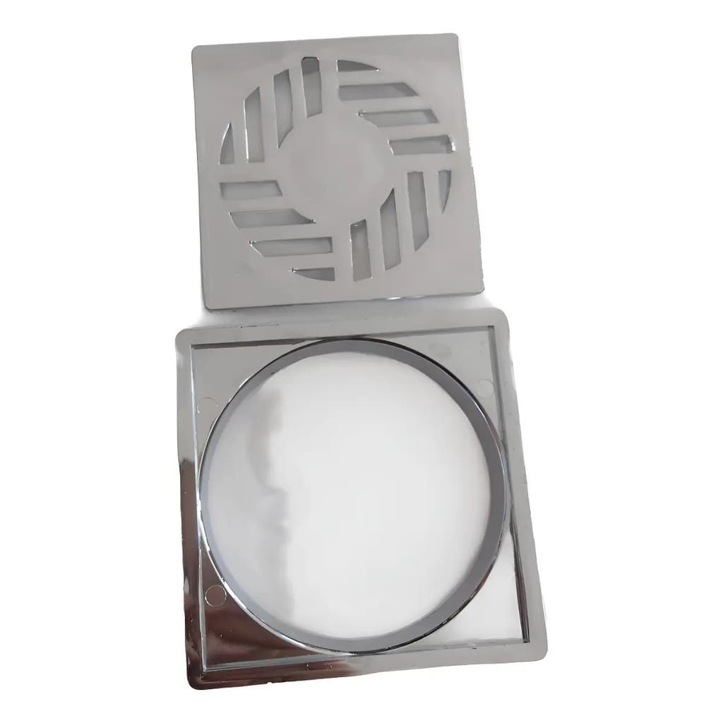 Grelha Quadrada 100mm Cromada Krona ralo 10x10 banheiro tampa
