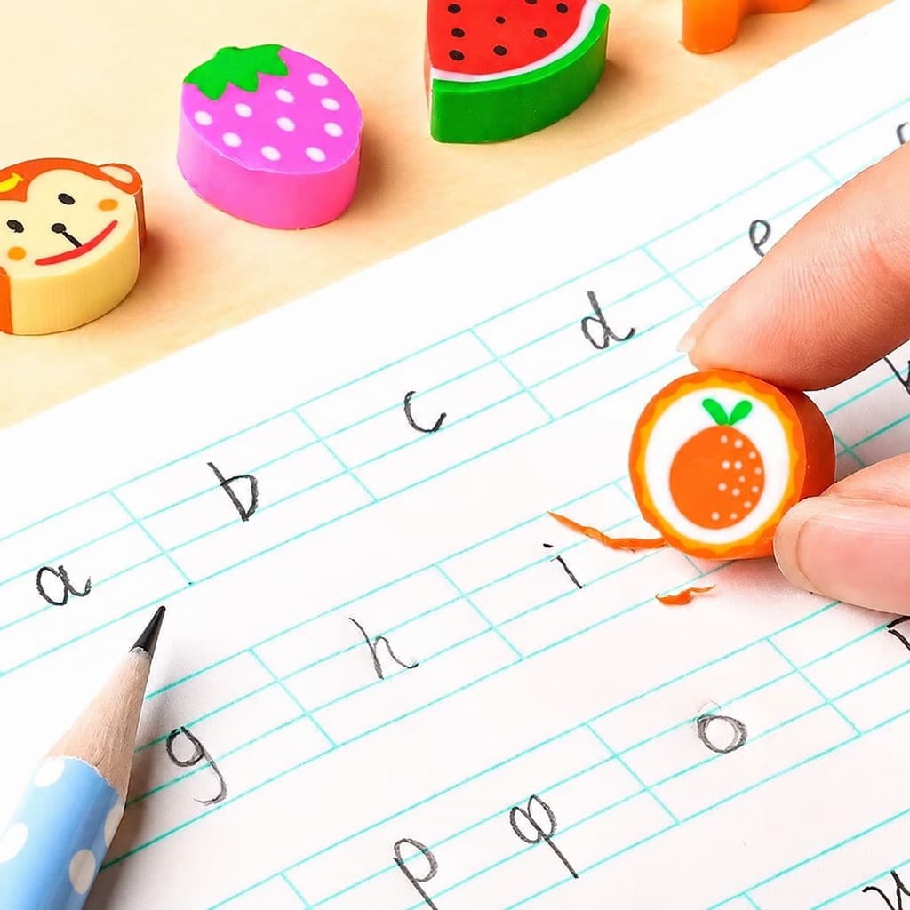 Kit Borracha Escolar Frutinhas Coloridas Fofas para Crianças 30/60/90/120 Unidades