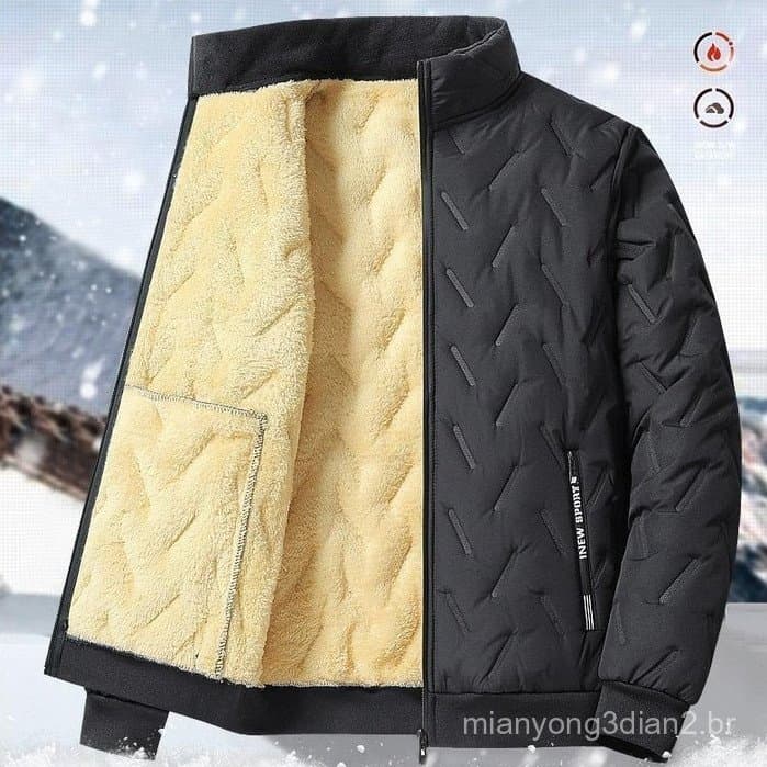 Novo Casaco De Inverno Masculino , Lã Grossa , Quente , Cor Sólida , Gola Alta , Tamanho Grande .