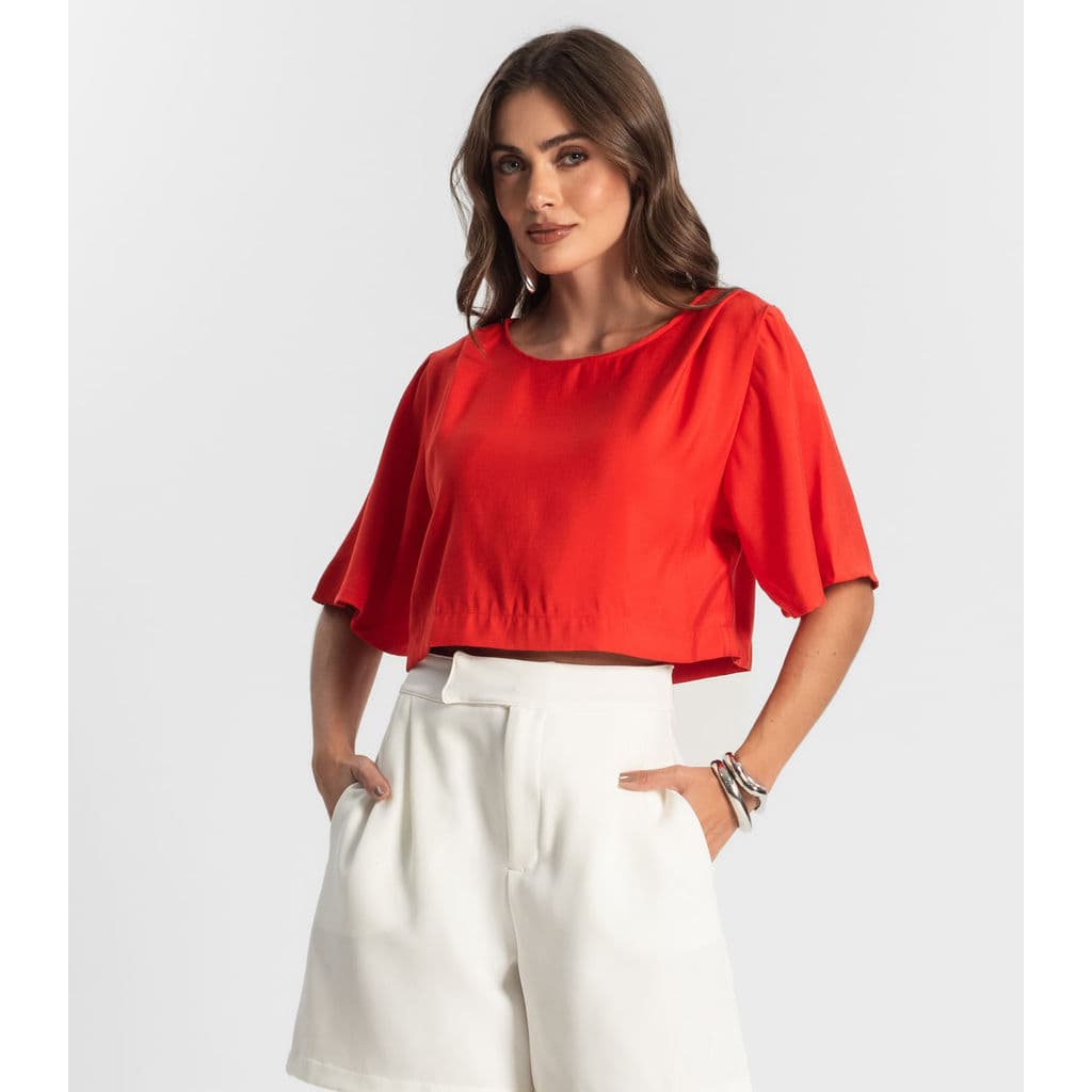 Blusa Feminina Box Em Tecido Alfaiataria Endless Laranja