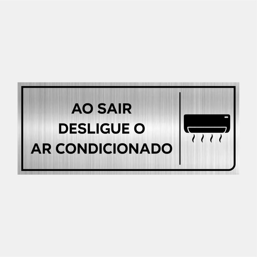 Placa Aviso Sinalização Desligue O Ar Condicionado 24x10cm
