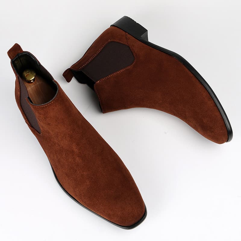 Botas masculinas Chelsea pequeno dedo do pé quadrado sapatos masculinos All-Match moda botas curtas botas de tornozelo