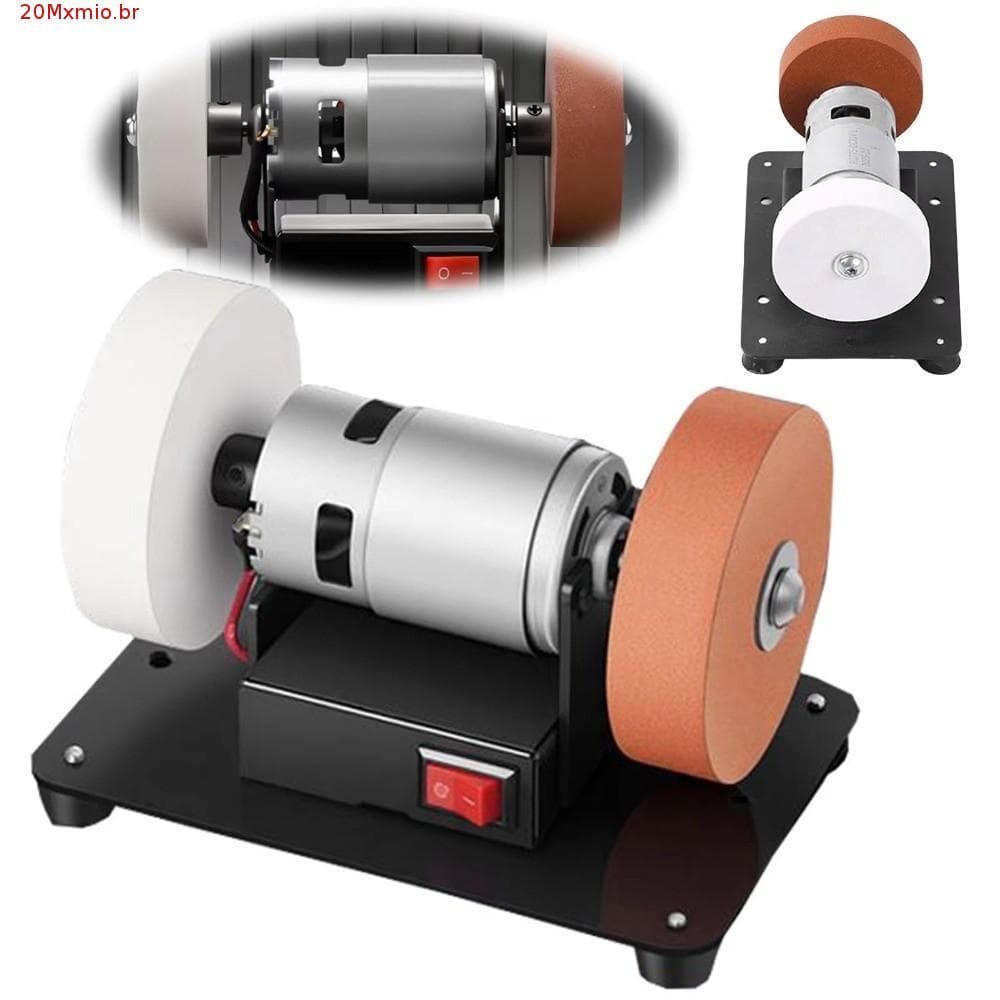 Lixadeira Pequena Elétrica , Mini Moedor De Bancada Com Base Resistente A Motor , Elétrico De Roda Dupla