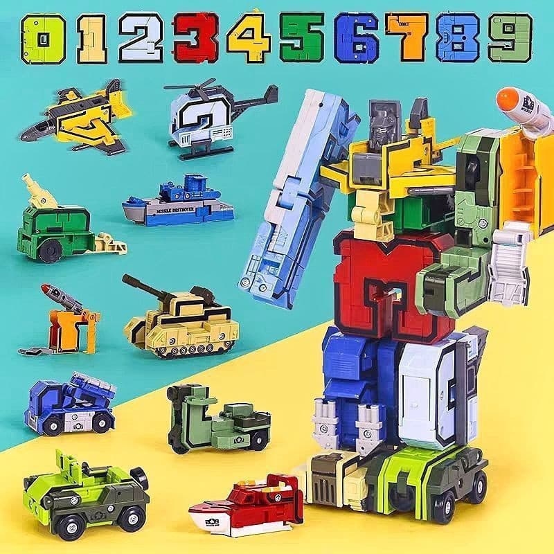 Combinação De Quebra-Cabeça De Menino Infantil 0-9 Tanque De Carro Transformação Digital Conjunto De Equipe De Robô Brin