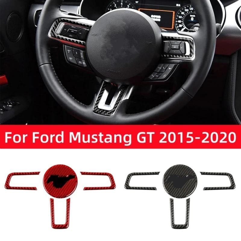 Para Ford Mustang GT 2015-2020 Fibra De Carbono Painel Do Volante Carro Capa Guarnição Adesivo Decoração Quadro Acessóri