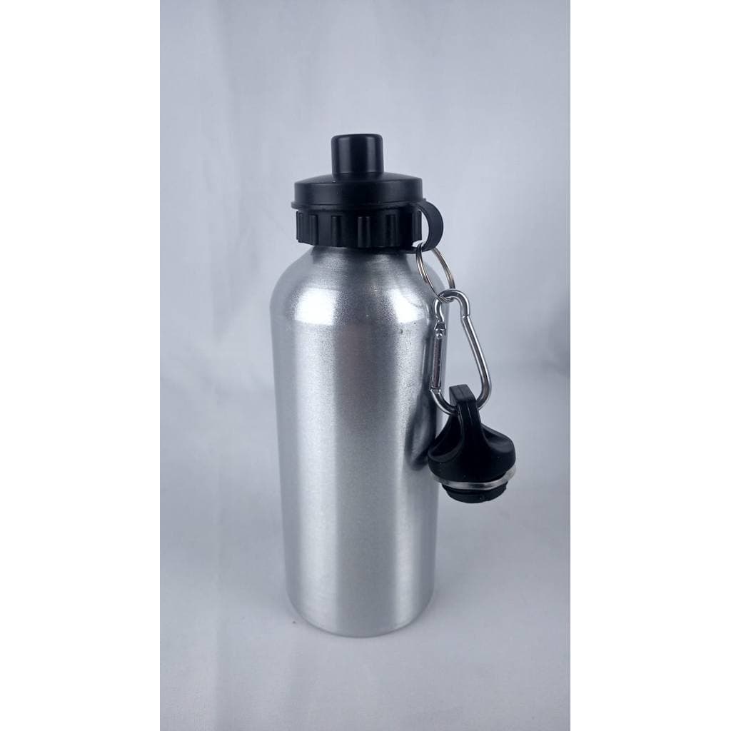 Squeeze Alumínio 600ml Mosquetão 2 Tampas Prata Garrafa Para Academia Trabalho Sublimação Personalização