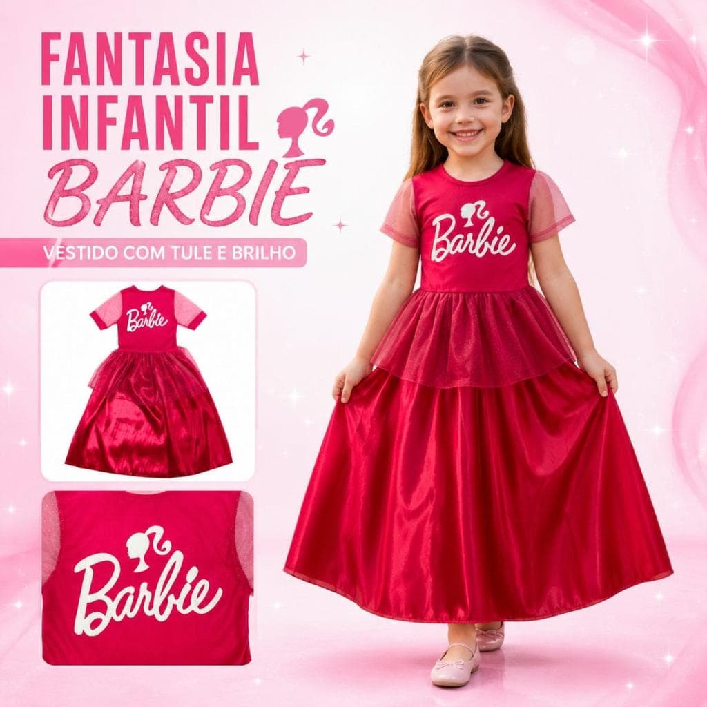 Fantasia Barbie infantil com tule - P