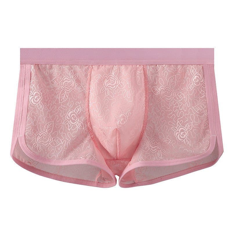 Cueca Boxer masculina de malha de seda gelada de cor sólida cintura média tamanho grande respirável
