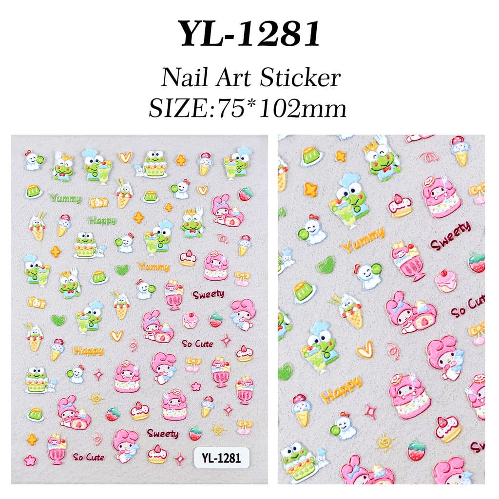 Melody Kuromi Manicure Adesivo 5D Tridimensional Bonito Sanrio Adesivo para Unhas Adesivo para Arte em Unhas