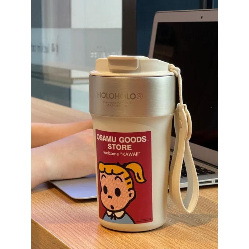 Latte copo menina café portátil copo de palha portátil copo de água de aço inoxidável masculino copo térmico grande capa