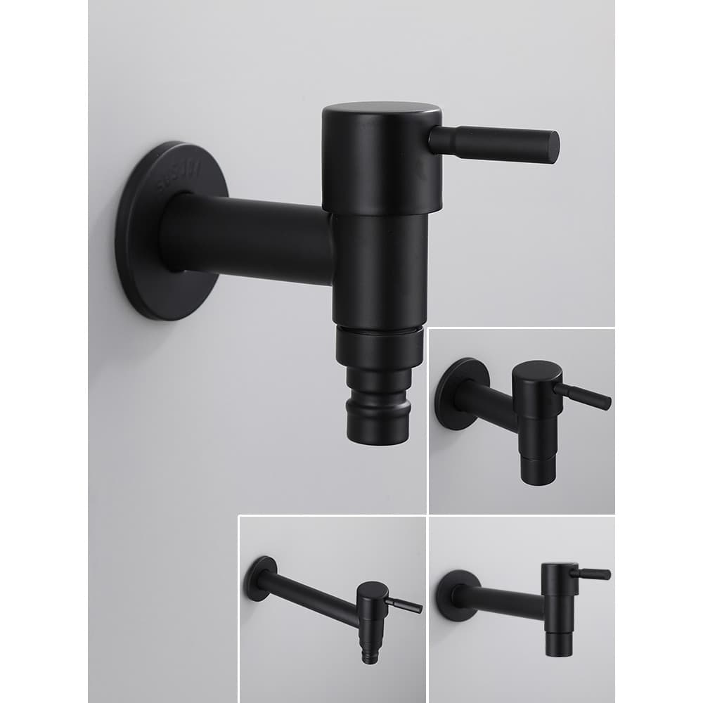 Creme branco estendido Mop piscina torneira 304 aço inoxidável máquina de lavar torneira comum na parede boca de 4 ponto