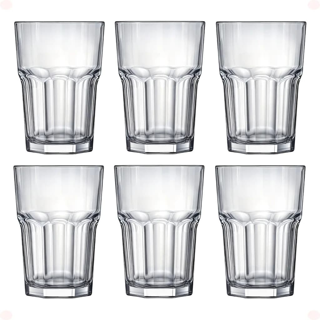 Jogo 6 Copos Bristol De Vidro Redondo 350ml Água E Suco