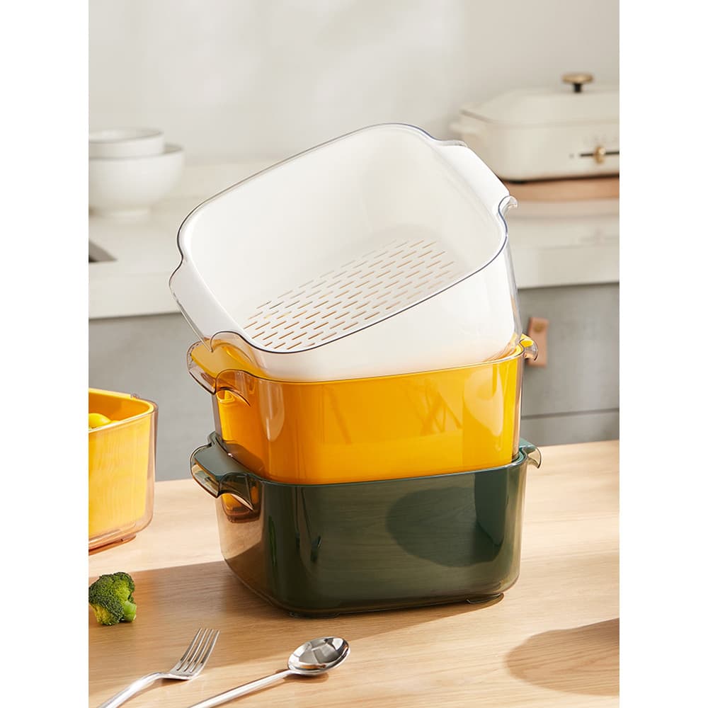 Cesta de drenagem para lavatório de vegetais de camada dupla estilo Mili Cozinha Filtro de água doméstico Ferramenta úti