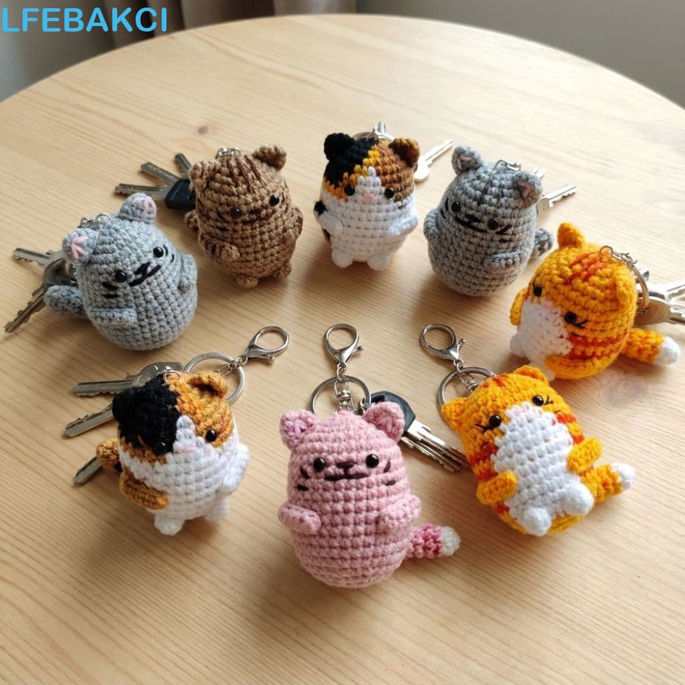 Chaveiro De Gatinho De Crochê , Mini Artesanal De Gato De Mão , Artesanato Faça Você Mesmo , Pingente De Boneca Multicol