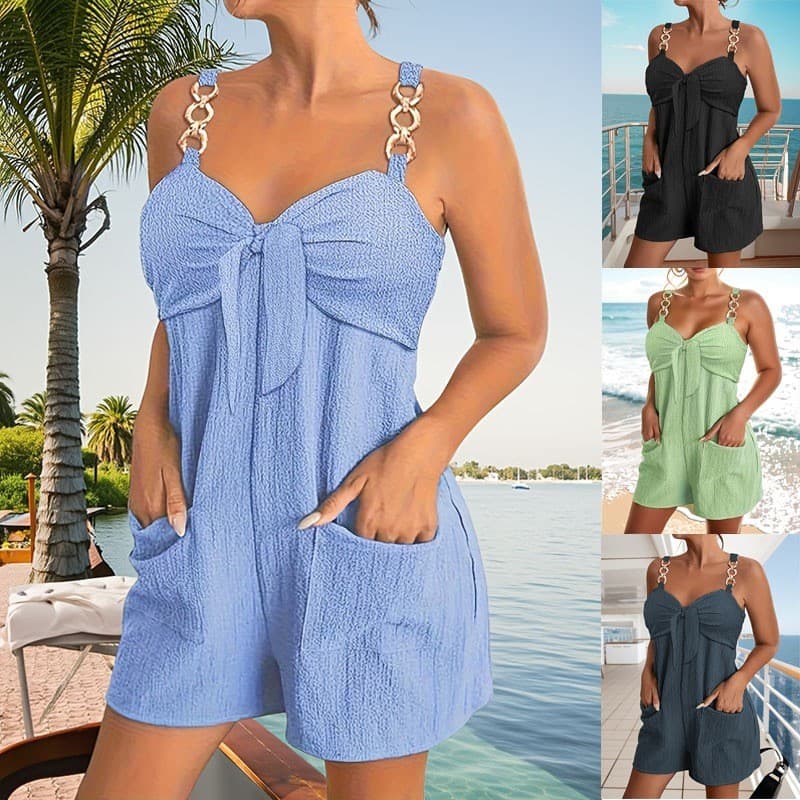 Mulheres Casual Moda Suspensórios Shorts Macacão