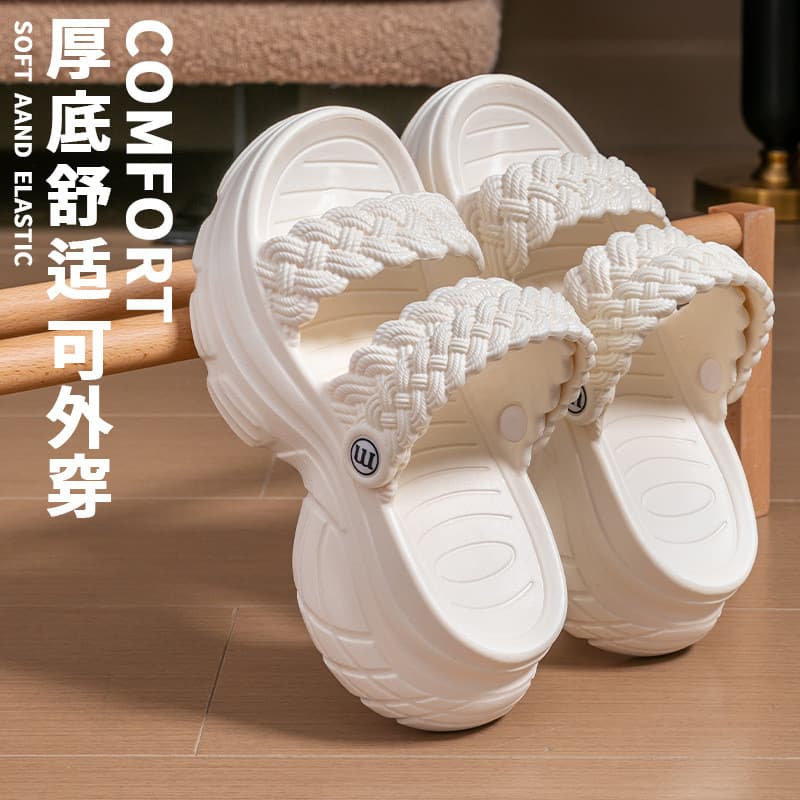 Chinelos de sola grossa feminino verão moda estilo fada 2024 novo estilo exterior plataforma verão sandálias de duas peç