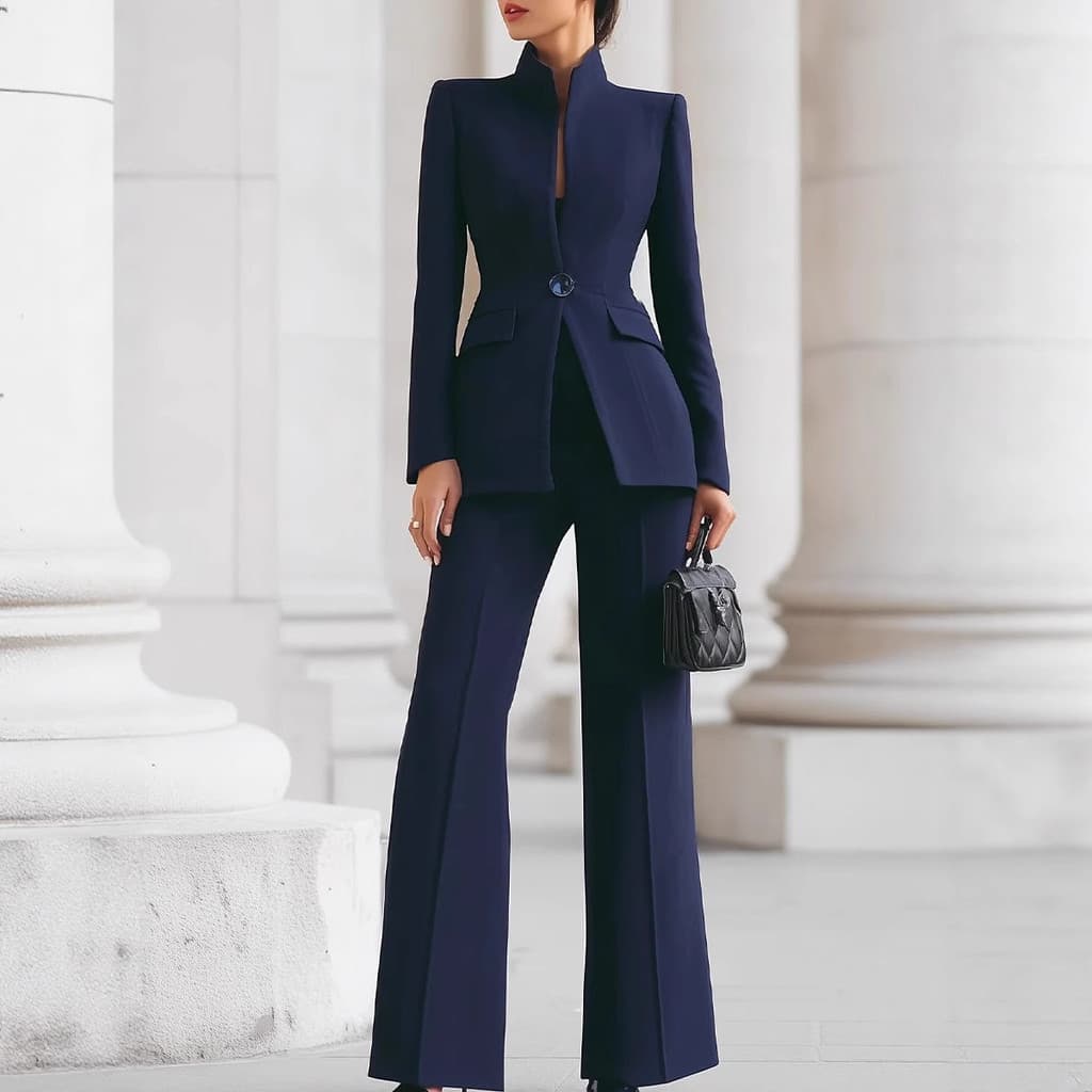 Roupas femininas conjuntos de roupas femininas europeias americanas bolsos de manga comprida um botão pequeno terno + ca