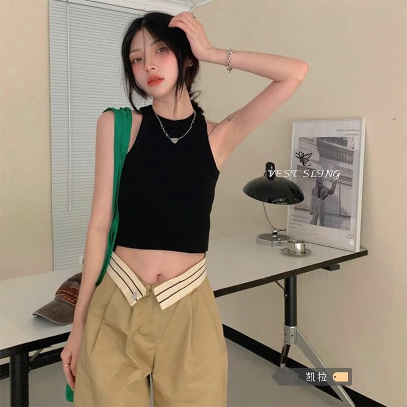 Super quente estilo francês chique camisola exterior wear na moda influenciador verão quente menina usar interior curto