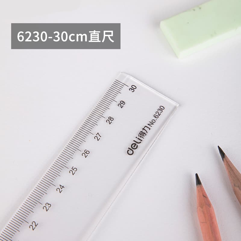Deli régua de plástico régua de 30cm para alunos da escola primária 20cm40cm régua multiespecificação ferramenta de medi