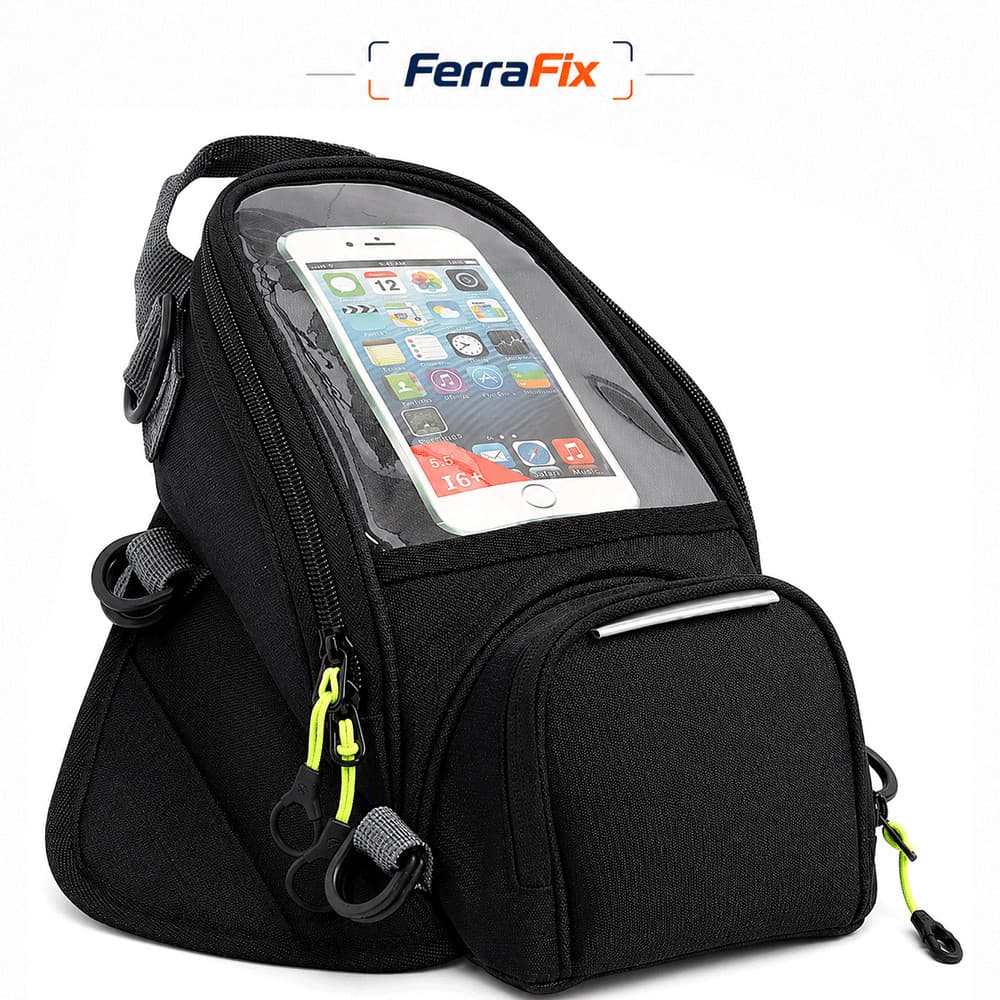 Bolsa de Moto Fixação Magnética 5L Janela Touch Transparente Impermeável Mochila Tanque Motoboy Entregador Celular