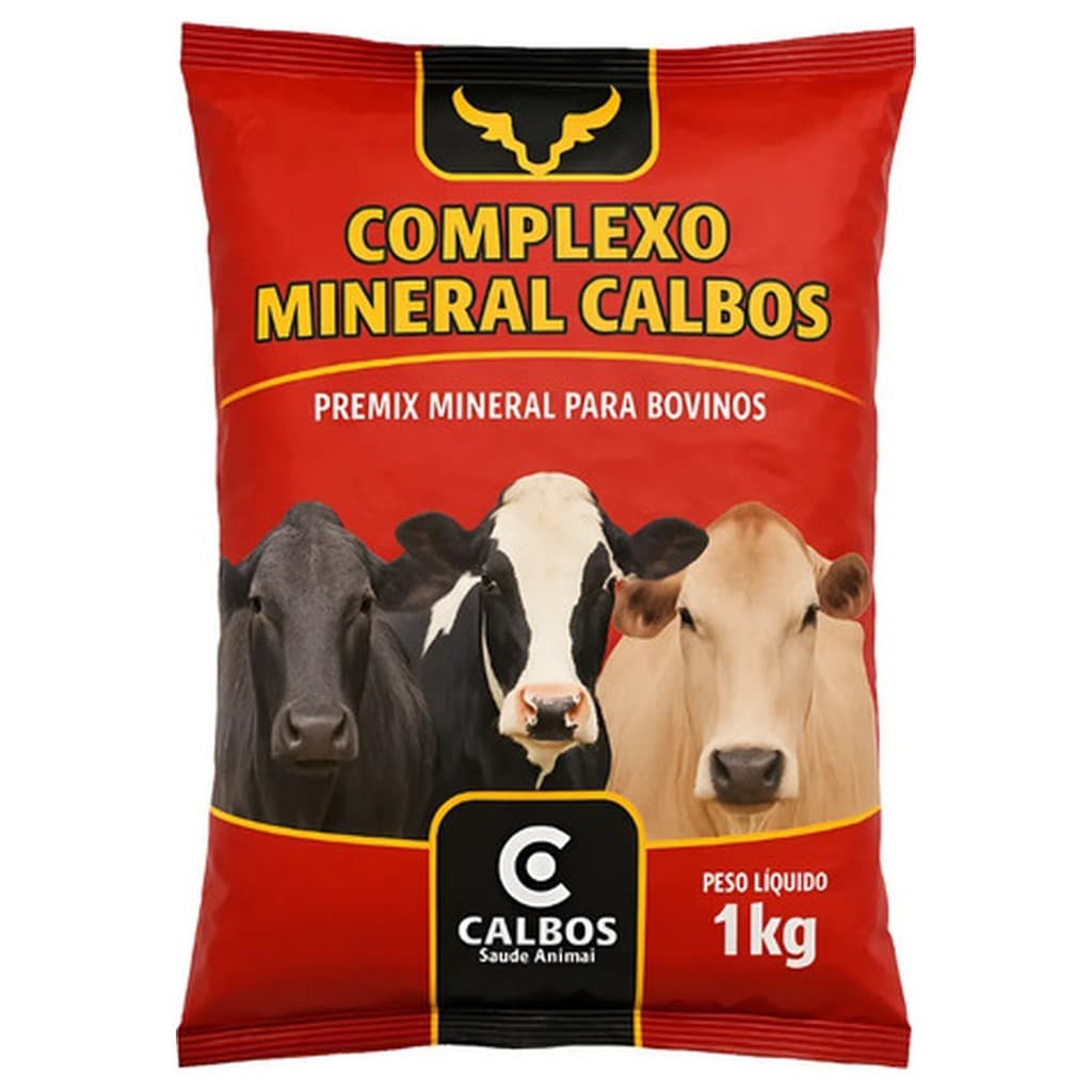 Complexo Mineral Calbos 1kg Bovinos Premix Suplemento Mineral Gado Corte Leite Microminerais Ração Sal Mineral