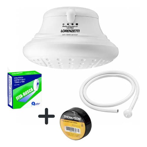 Kit Chuveiro Bella Ducha Ultra 4t 220v 6800w + Veda Rosca + Fita Isolante Banho Quente