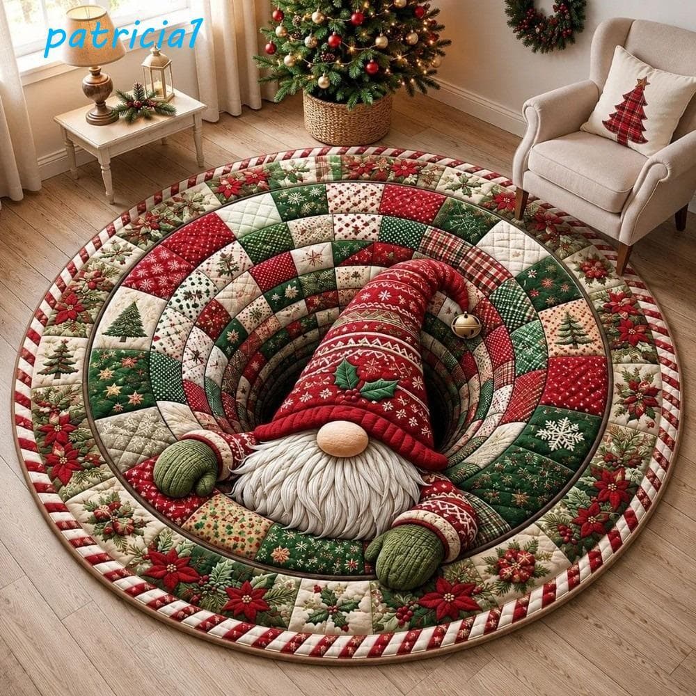 PATRICIA1 Tapete De Natal , Ilusão 3D Antiderrapante De Veludo Chão Papai Noel Decoração De Casa