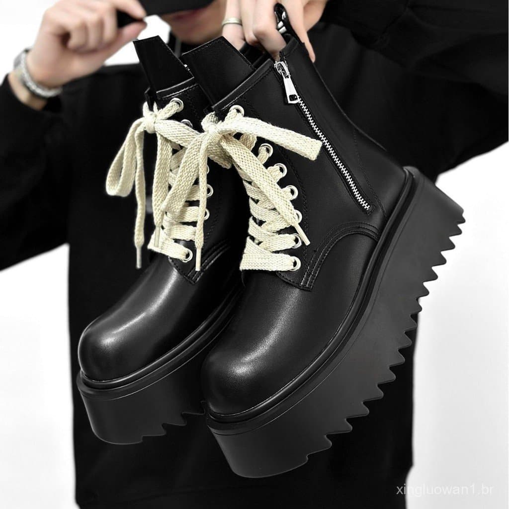 Botas Chelsea com zíper estilo britânico para homens, botas de motociclista que aumentam a altura, botas de neve de cour
