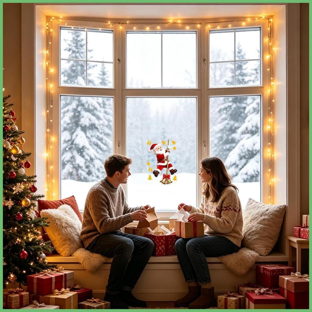 Decalques De Janela De Papai Noel , Corda De Escalada Estática , Design , Pôster Adesivos Natal Para Quarto kouzxbr